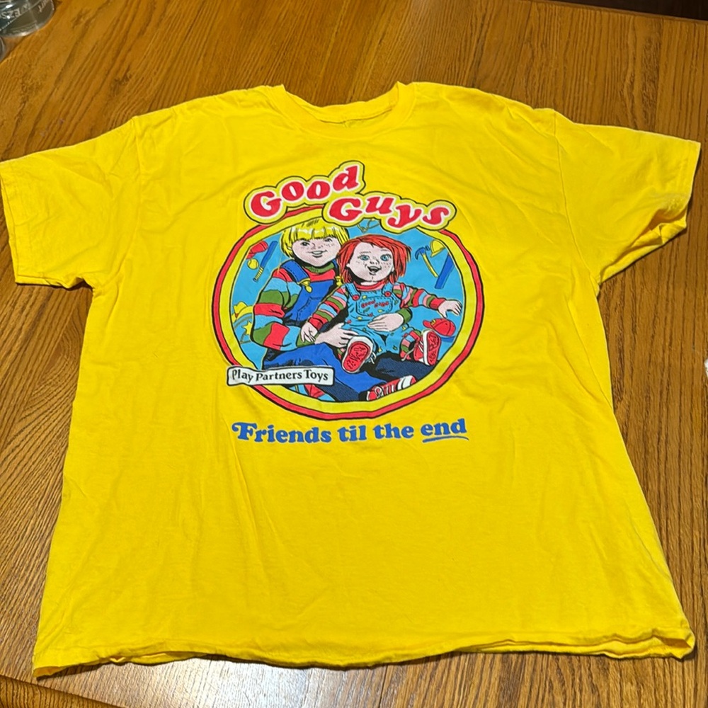 Chucky Good Guys Friends til the end Xl yellow tshirt.